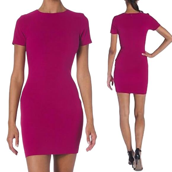 Likely Manhattan Mini Dress Short Sleeve Fitted Sheath Mulberry Magenta Womens 6 - Picture 1 of 8